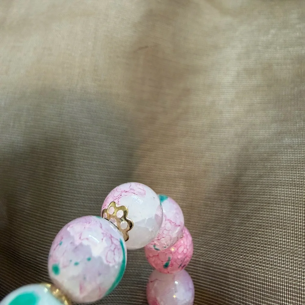 Pink and Teal Beaded Bracelet - Picture 3 of 3